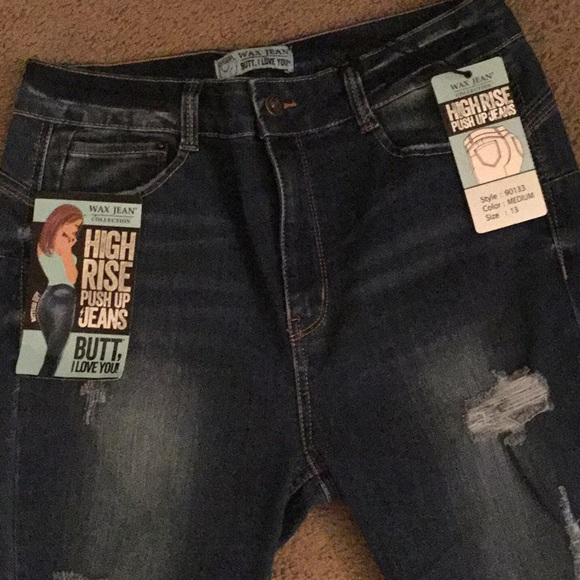 WAX JEAN high rise distressed denim jeans - Picture 2 of 7